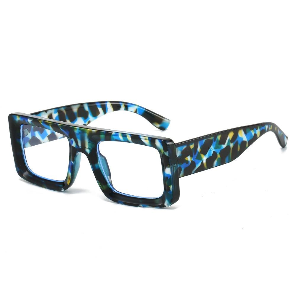 Ins New Square Thick Frame Anti Blue Light Glasses  Retro Leopard Print Anti Mobile Phone Computer Radiation Unisex Glasses