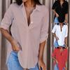 Turn-Down Collar Long Sleeve Women Shirt Buttons Closure Solid Color Loose Shirt Ladies Clothing