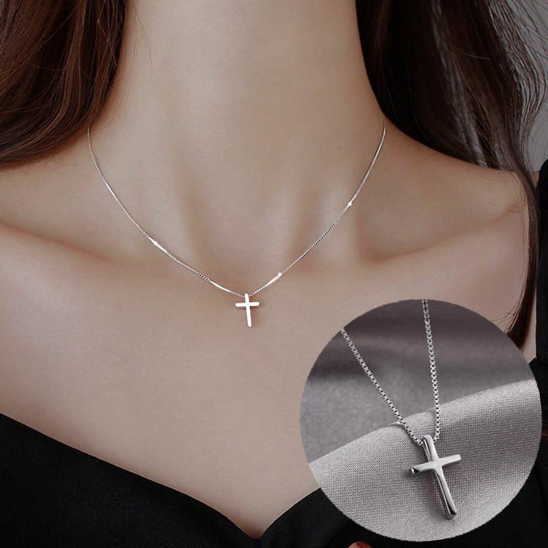 IF ME 1PCS Fashion Light Luxury Cross Pendant Necklaces for Women Gold Silver Color Clavicle Chain Necklace Jewelry