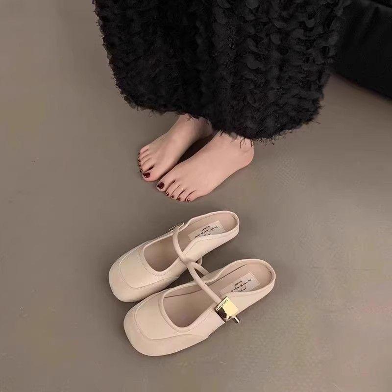RV gentle fairy wind half slippers spring and summer 2025 new French elegant niche with skirt soft sole evening shoes