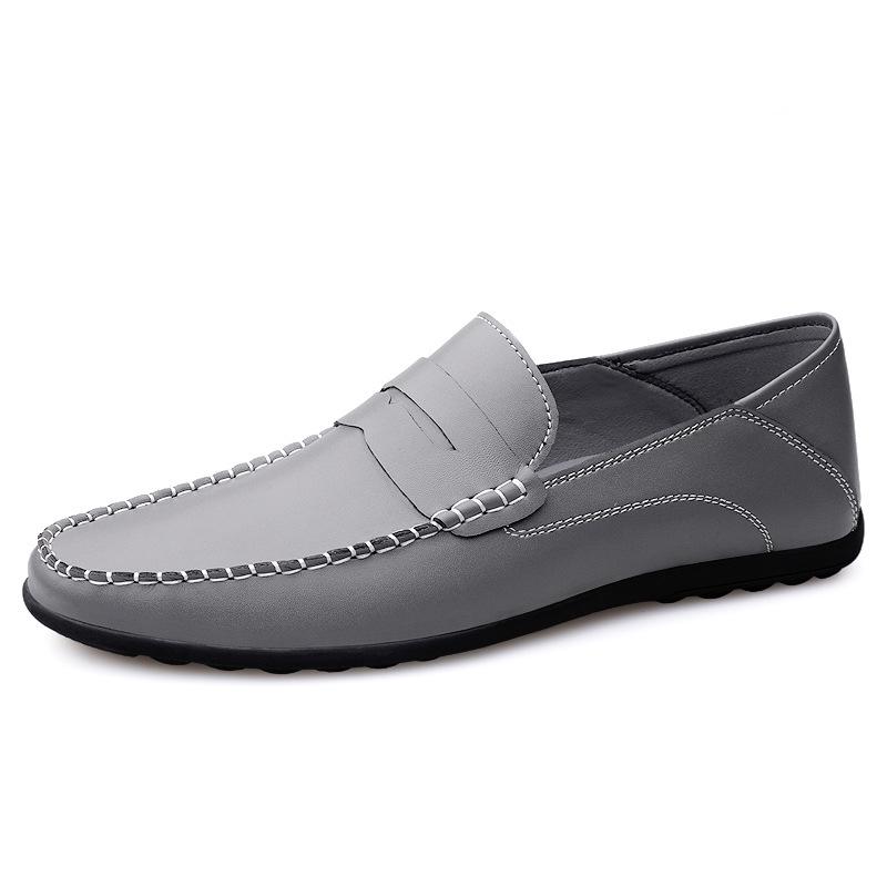 Men s Genuine Leather Cross-Strap Soft Sole Casual Driving Shoes 39