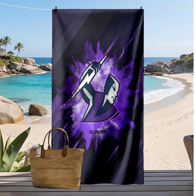 Melbourne Storm Print Beach Towel Soft Portable Quick?dry Towel For Pool Summer Vacation Outdoor Sport