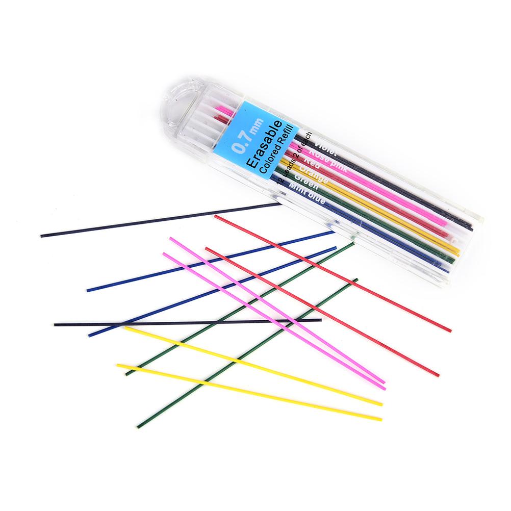 1box-3 Boxes 0.7mm/0.5mm Colored Mechanical Pencil Refill Lead Erasable Student Stationary Supplies Art Sketch Drawing Supplies