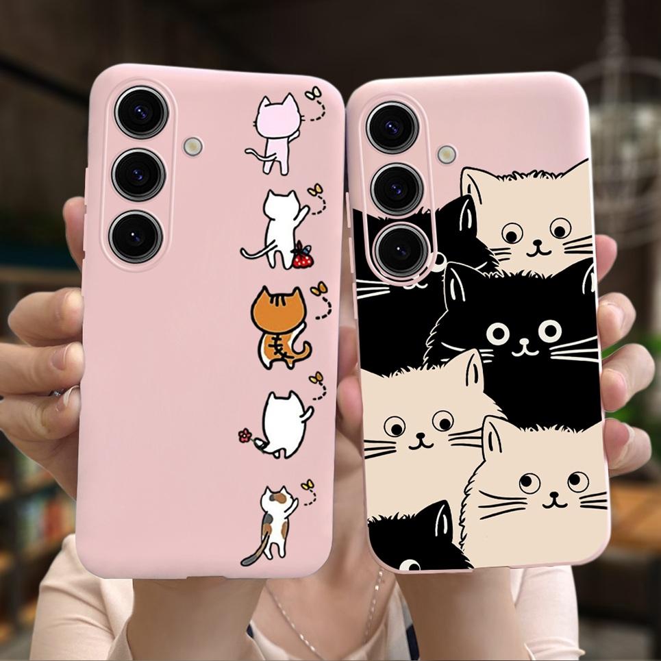 For Samsung S24 Ultra S24 Plus Case For Samsung Galaxy S24 A24+ Phone Cover Cute Cat Moon Night Cow Soft Silicone Case Coque Bag