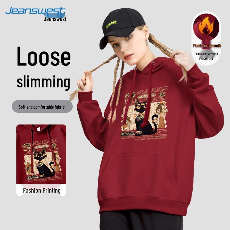 

Женская толстовка с капюшоном на флисовой подкладке Jeanswest 2024 Осень/Зима 3XL