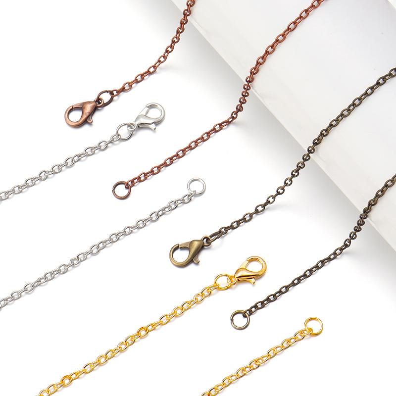 6pcs 45cm Metal Link Chain Iron Cross Chains With Lobster Clasp For Jewelry Making DIY Bracelets Necklace Accessories Wholesale
