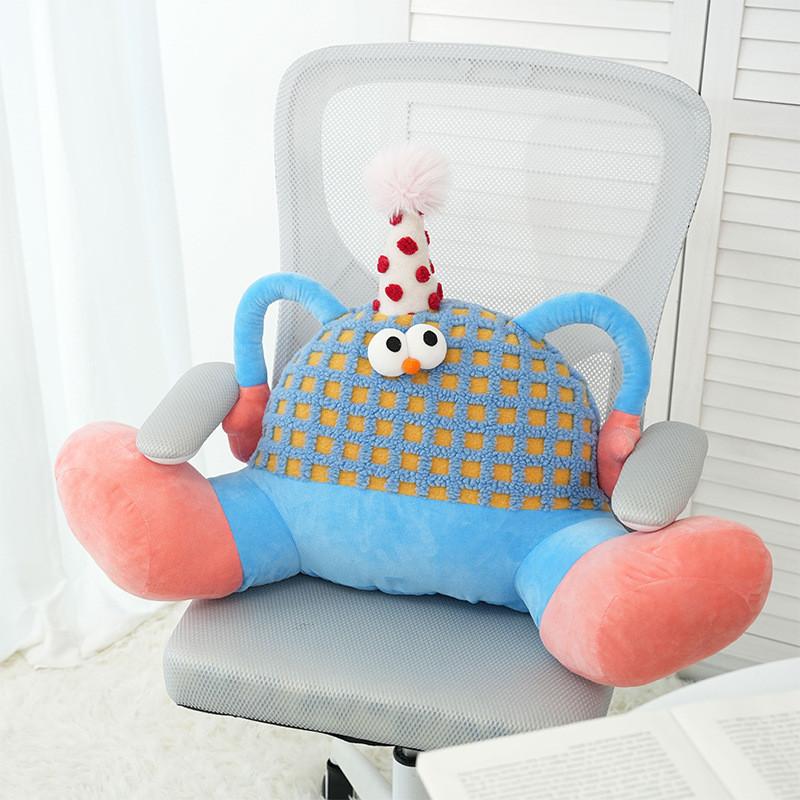 Cartoon Monster Plush Cushion With Soft Sherpa Cover For Lounge And Bed Decor