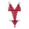 Mesh Hollow Women Lingerie Deep V Neck Lace Sling Nightwear Sweet Lace Bow Bodysuit  Gifts