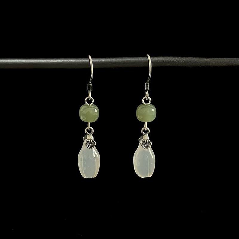 

Vintage Dangle Earrings Elegant Water Drop Jade Earrings Faux Jade Pendant Earrings Chinese Retro Ethnic Jewelry For Formal