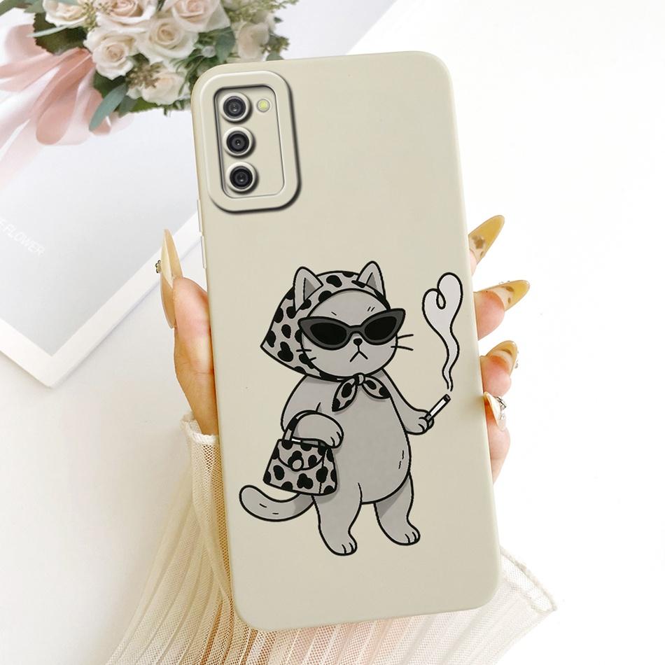 For Samsung Galaxy A03s Cute Cat Flower Cartoon Phone Case For Samsung A03S SM-A037G Shockproof Soft Silicone Covers Bumpers