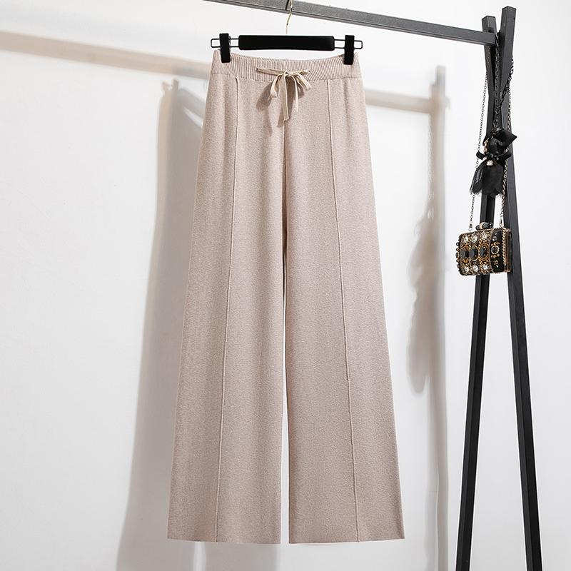 Dimanaf 2025 Autumn Plus Size Harlen Knitted Pants New Women Fashion Loose Vintage Wide-leg Pants