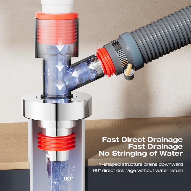 Washing Machine Downpipe Three-way Water Distributor Drainage Channel Anti-odor and Anti-overflow Special Floor Drain Connector