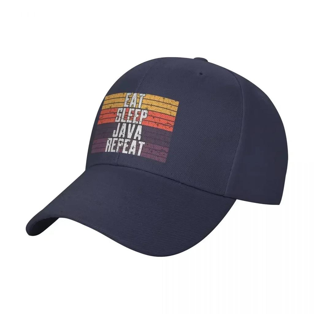 Retro Sunset  Eat Sleep JAVA Repeat  Programmer Humor  JAVA Programming Language Baseball Cap