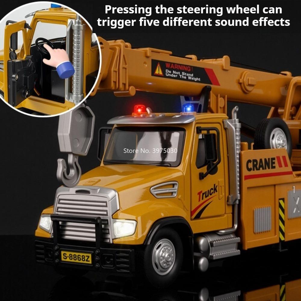 Alloy Excavator Mixer Truck Crane Transport Car Model Toy Music Light Doors Opened Engineering Vehicles Toys Collectible Item