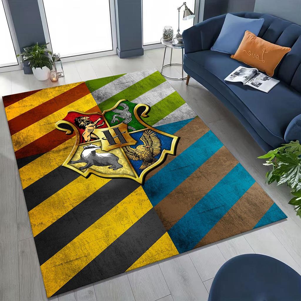 3D Cartoon H-Hogwarts Magic Sign Rug for Bedroom Living Room Sofa Home Doormat Decor, Large Kids Play Non-slip Floor Mat