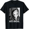 Anti Social Japanese Text Aesthetic Vaporwave Manga Anime T-Shirt