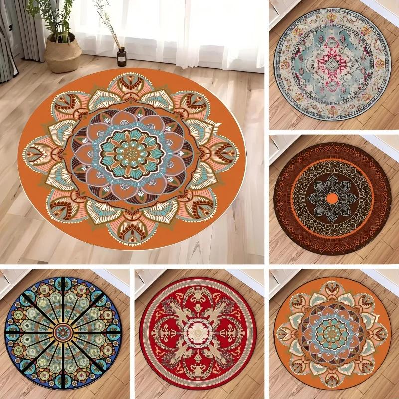 Bohemia Luxury Classical Round Carpet Living Room Rug Simple Bedroom Toilet Washroom Rugs Comfortable Floor Mats Decoration