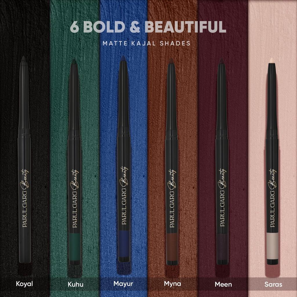 Parul Garg Pencil Beauty Bold Define Matte Kajal | Smooth Glide for Waterline & Lash Line | Everyday Wear Kajal | Long-Lasting, Vegan & Cruelty-Free