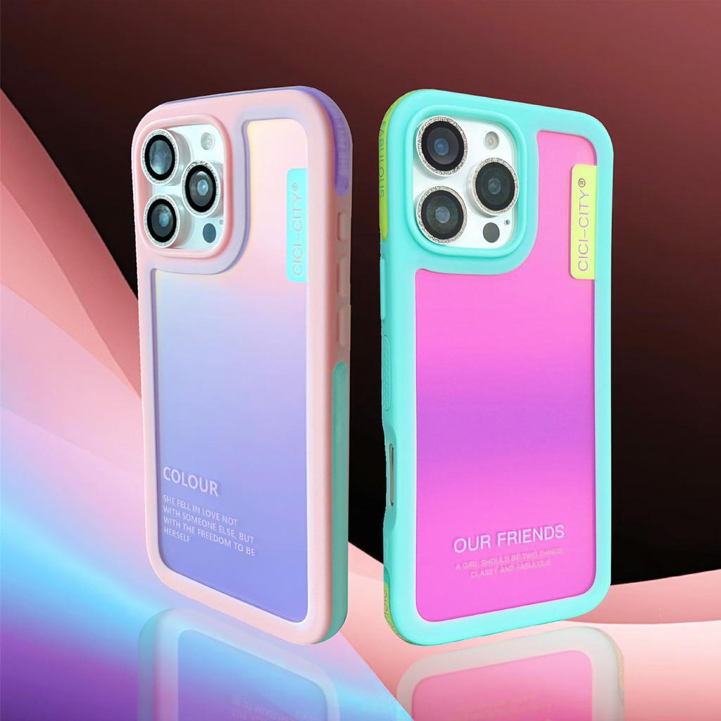 Dopamin-Farbe Magnetische Anti-Kollisions-Handyhülle für iPhone 16/15 Pro Max