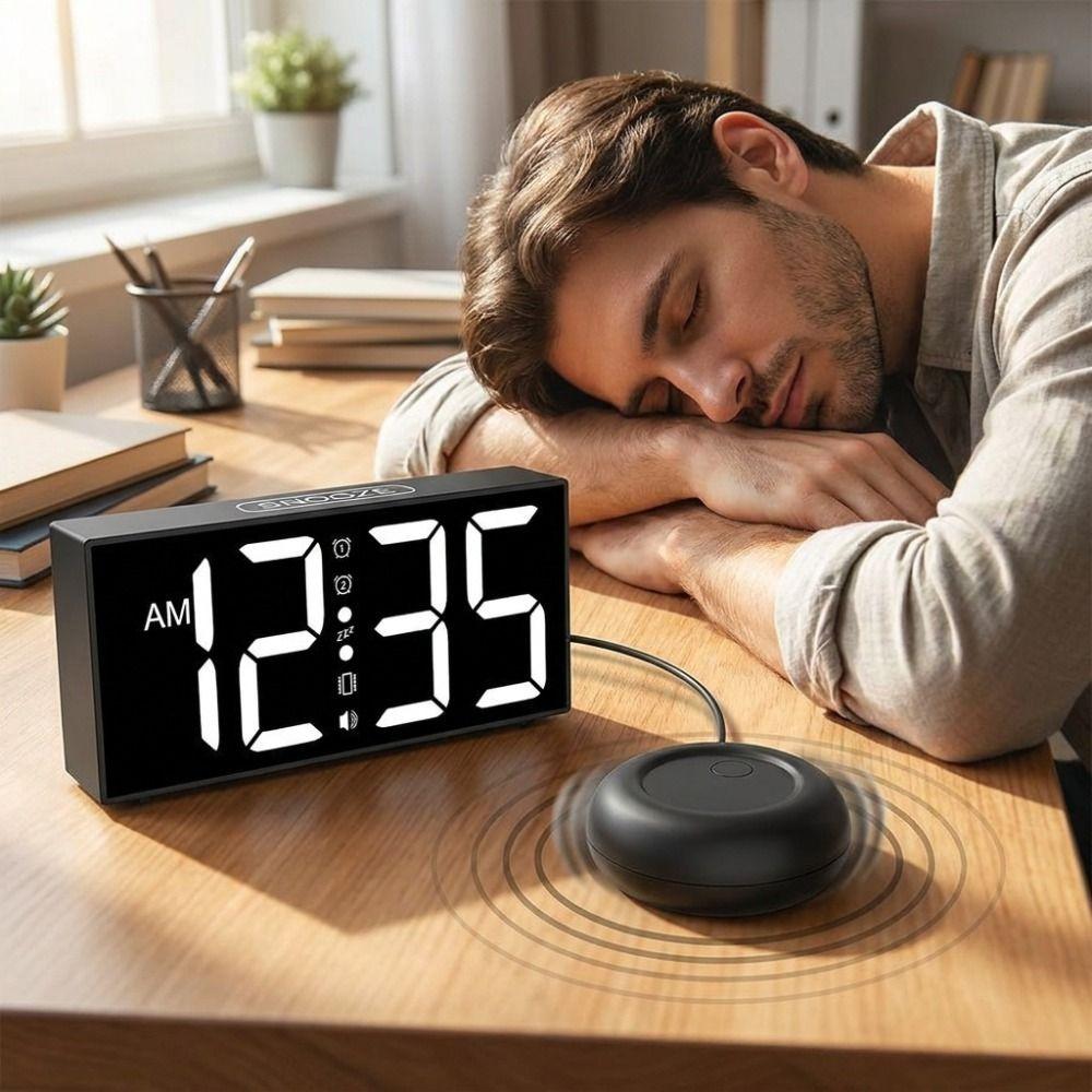 Super Loud Vibrating Electronic Alarm Clock Adjustable Brightness Table Clock Student