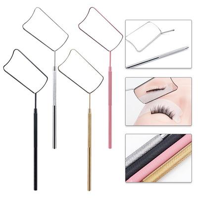 Handheld Stainless Steel Fan-Shaped Lash Inspection Mirror for Eyelash Extensions