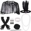 1920s Gatsby-Inspired Women's Accessory Set: Headband, Headdress, Shawl, Necklace, Gloves
