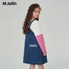 M.Latin Girls' Apple Print Washed Denim Suspender Dress