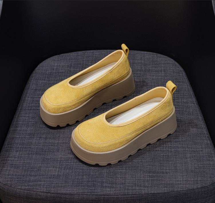Female Big Head Ugly Cute Casual Fashion Versatile Round Head Thick Sole One Pedal Dad Shoes Woman
