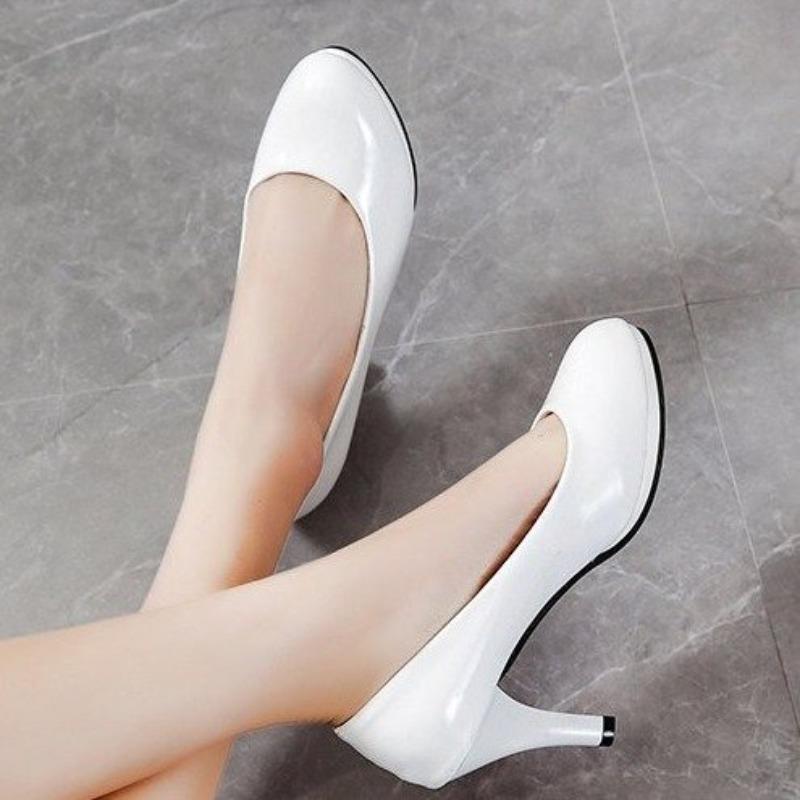 Fashion 2024 High Heels Shoes Women White Wedding Shoes Thick High Heels Fashion Party Pumps Footwear Yellow Red Big Size 35-41