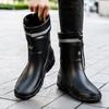 Adult Mid-calf Waterproof Rain Boots With Drawstring Design Unisex Outdoor Water Shoes Non-slip Soft Rubber Rain Boots Plus Size