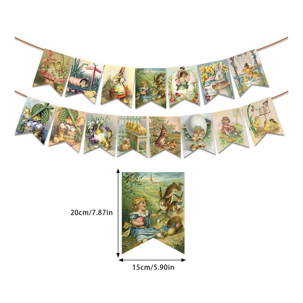 Easter Bunny Banner Vintage Style Happy Easter Bunting Garland Home Decor Party Supplies Photo Background For Celebration Wall