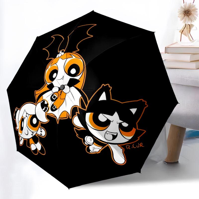 

1pc Powerpuff Girls Automatic Folding Umbrella - Portable Collapsible Design, 8-Rib Iron Frame yy251209061