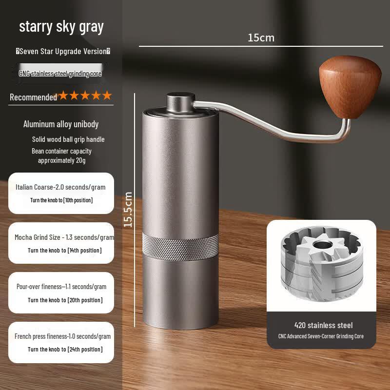 Qiwei Portable Manual Coffee Grinder with Stainless Steel Burr