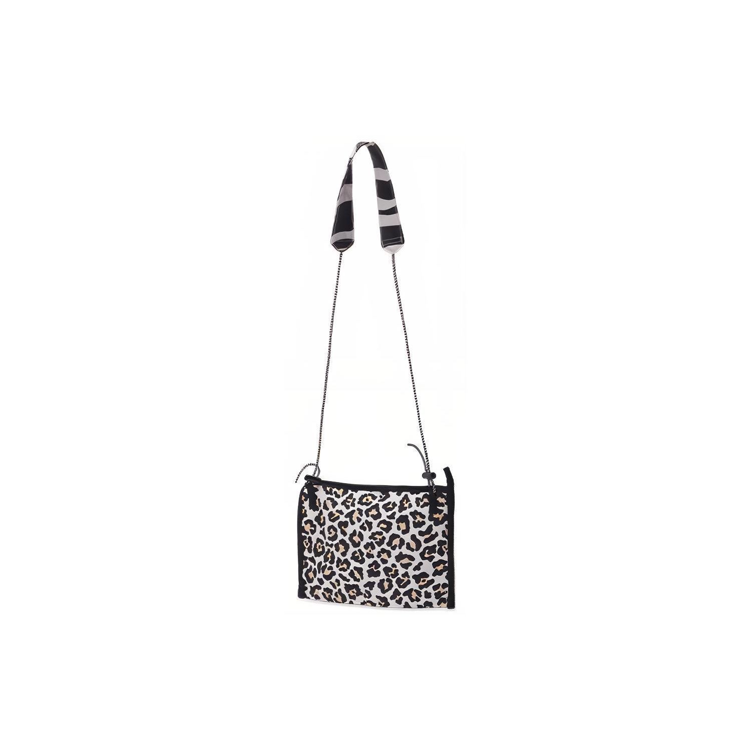 Converse Musette Sports Leisure Leopard Print Nylon Shoulder Crossbody Bag Unisex bags Black White 10019883-281 Black White