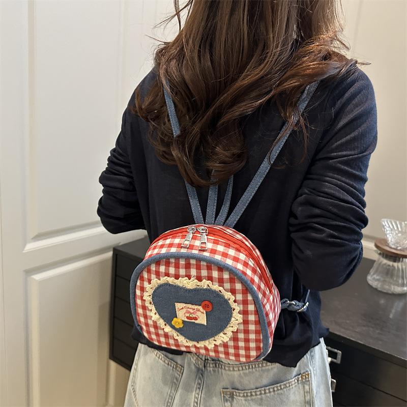 Denim Mini Backpack for Women Quilted Chain Shoulder Bookbag