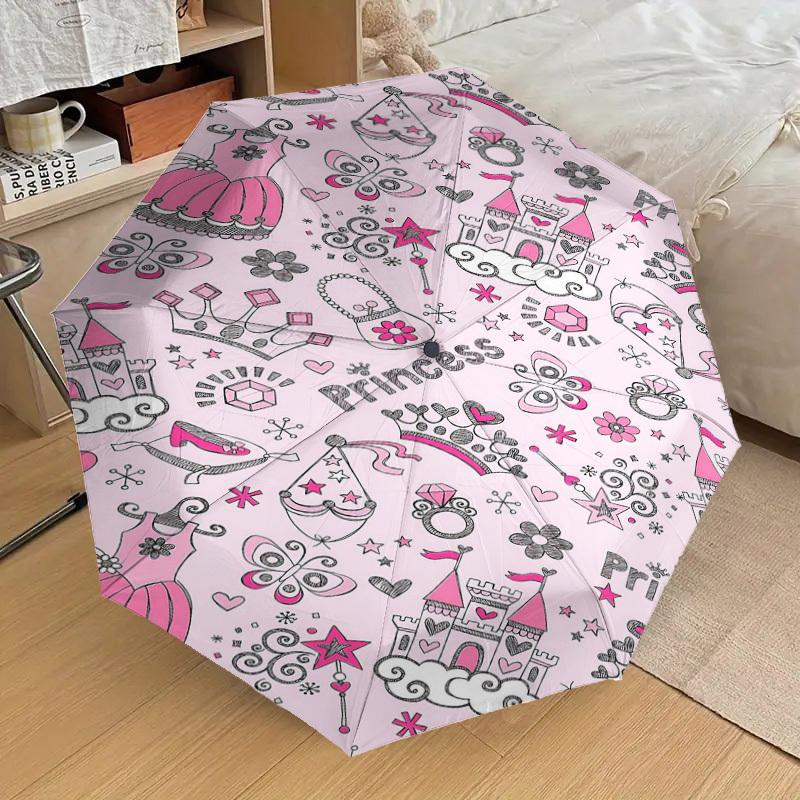 1PC Princess Prince Umbrella-8-Rib Reinforced Portable Folding Travel Suitable for All Seasons Outdoor Daily Use -J0351