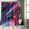 Modern Abstract Print Shower Curtain Waterfall Design For Bathrooms Decor Non-Slip Fabric Waterproof Room Divider In Red/Blue Si