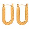 European & American U-Shaped Long Plaid Earrings, Gold-Plated Titanium Steel, Colorfast Jewelry for Women
