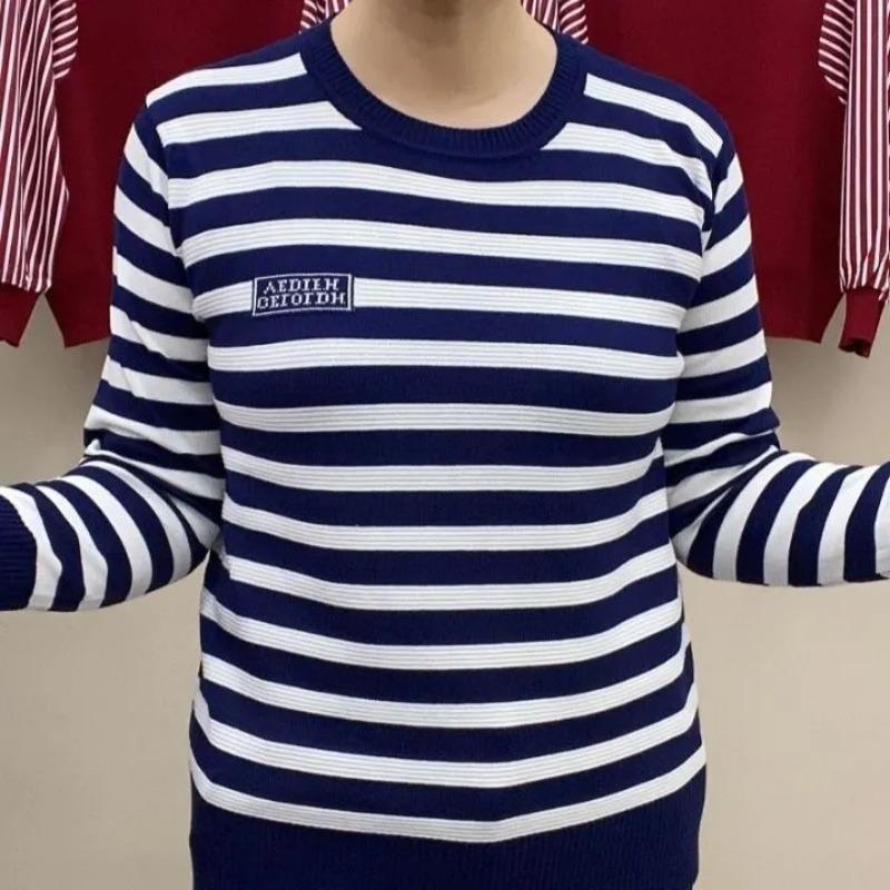 Spring Autumn Tops for Women Middle-aged and Elderly Women Clothing Plus Fat Fashionable and Versatile Base Shirt Thin Sweater