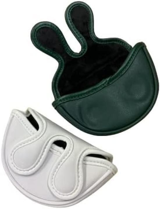 Golf Headcover Putter Cover Mallet Magnetic Closure Center Shaft Type Clover Small for Center (White, Shaft)
