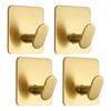 Tool Less Wall Mounts 4 Pack Adhesive Metal Gold Pieces for Bathroom Kitchen Entryway Closet Storage On Tile Glass Marble Walls Home
