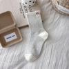 Cute Cartoon Puppy Embroidered Mid-Calf Socks - Combed Cotton, Korean Style, Spring Collection