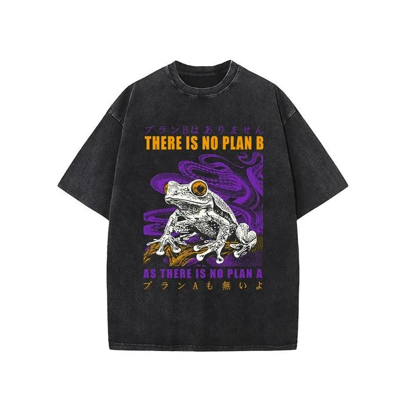 

Washed Men s T-Shirt Featuring a Frog Print, High-Quality, Retro Fashion,Thickness for Summer Wear And Makes a Great Holiday Gift S чёрный