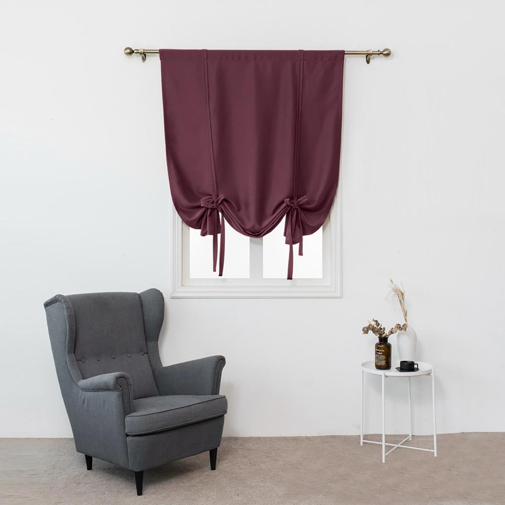 Solid Color High Precision With Rope Short Curtain Through Rod Blackout Curtain Living Room Decoration