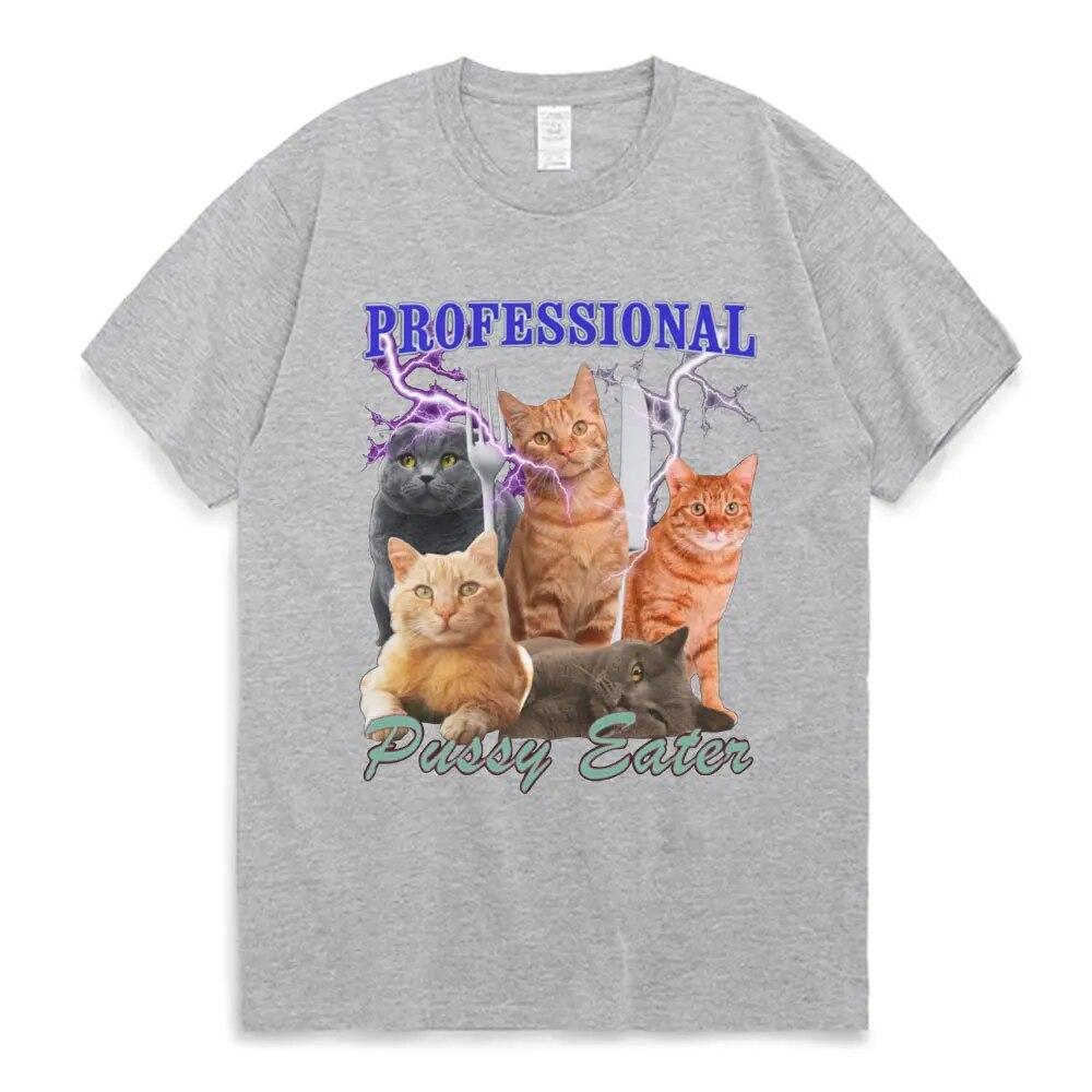 Camiseta profissional Pussy Eater Funny Cat Lover, unissex, roupas femininas, moda, algodão, casual, grande, camiseta streetwear