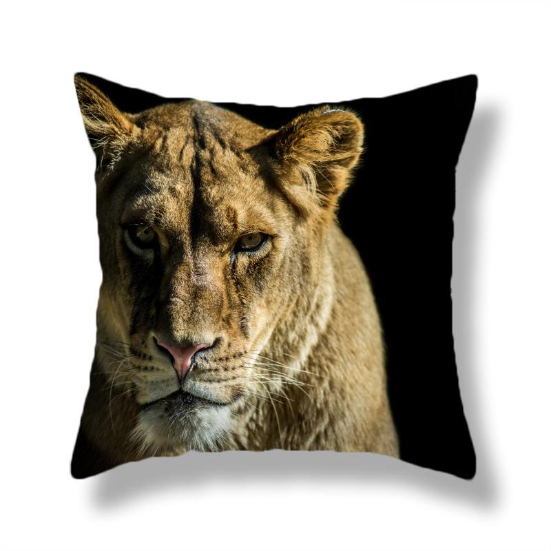 45X45CM Wild Animal Lion Tiger Cushion Cover Living Room Sofa Office Seat Car Waist Cushion Cushion Cover Home Decoration