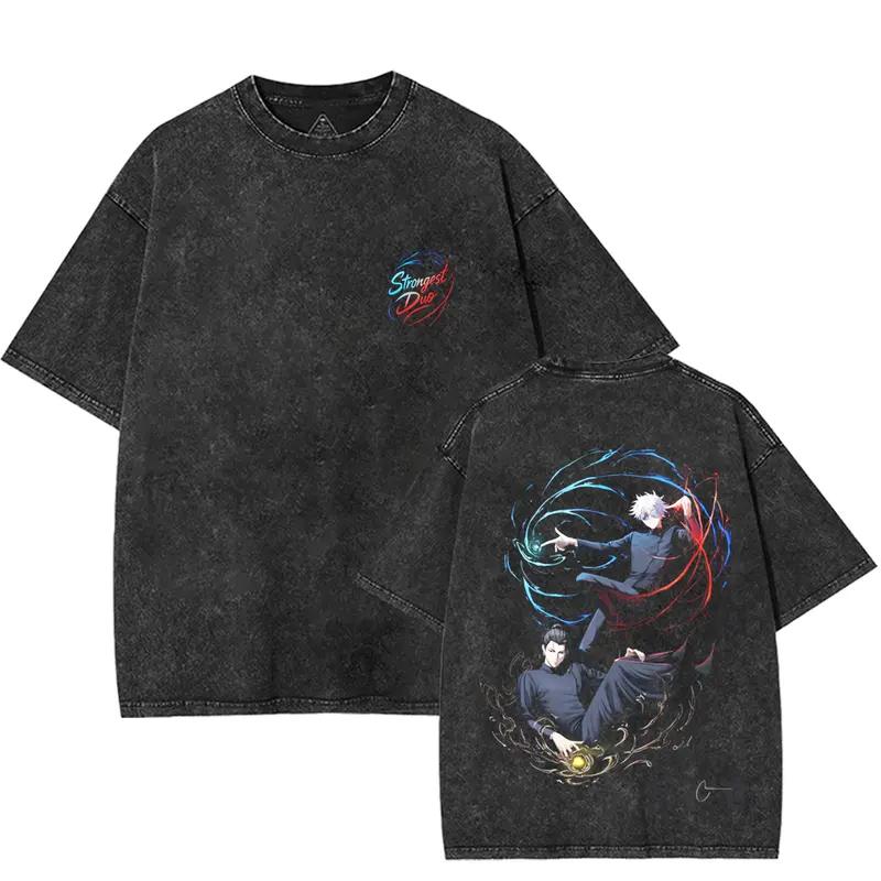 

Anime Jujutsu Kaisen Gojo Satoru Geto Suguru Graphic T Shirt Men Women Washed Cotton Tshirts Casual Clothing Harajuku T-shirt XXL чорний