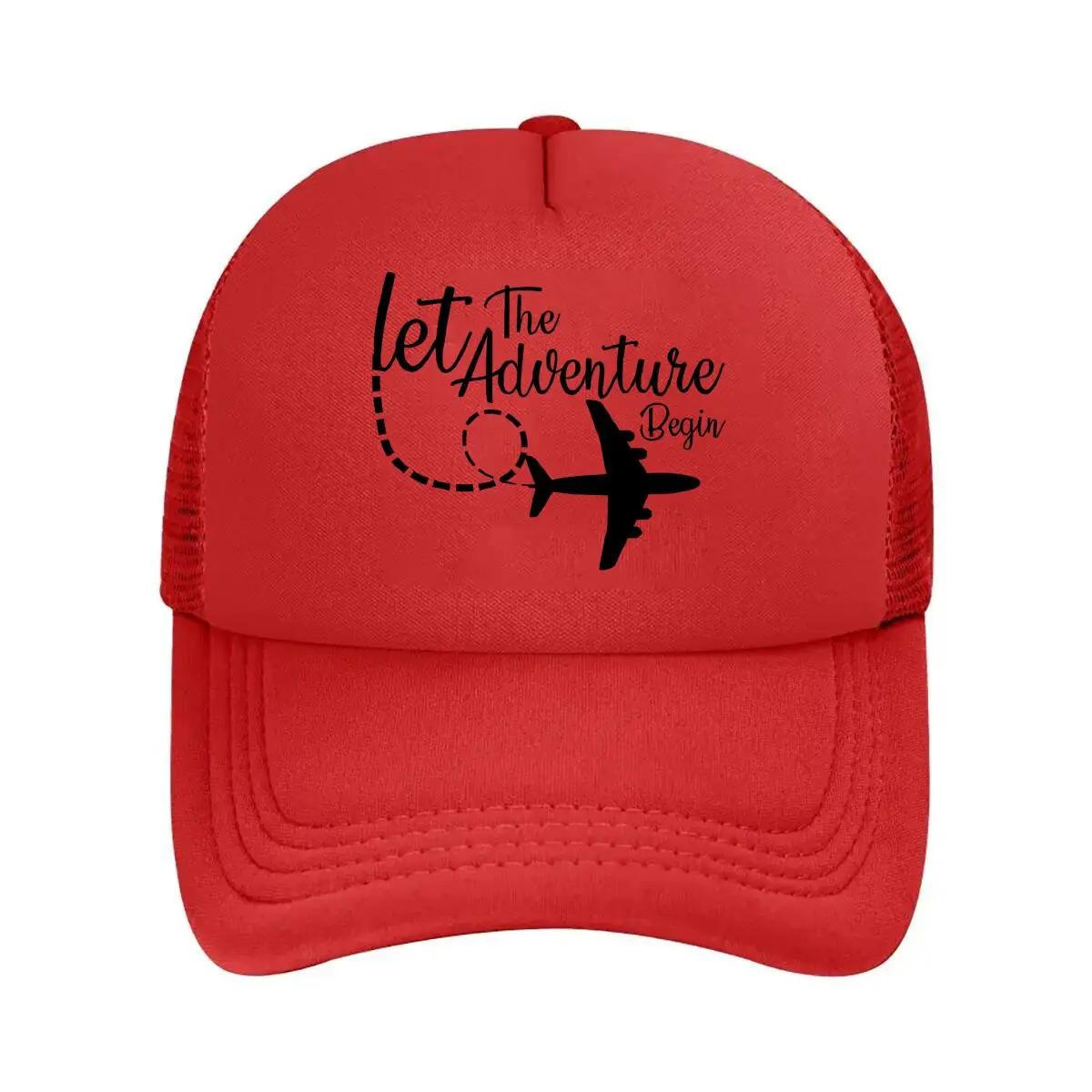 Вдохновляющий мотив путешествий «Пусть начнется приключение» Сетчатая бейсболка One Size