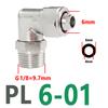 PL8-02 Rotatable Elbow Male Thread PL6-01/03 Pneumatic Full Brass Push-in Air Hose Universal Fittings
