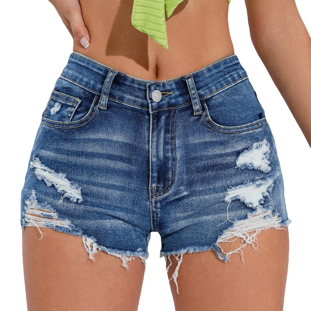 Women High Waisted Baggy Wide Leg Denim Shorts Casual Jean Shorts
